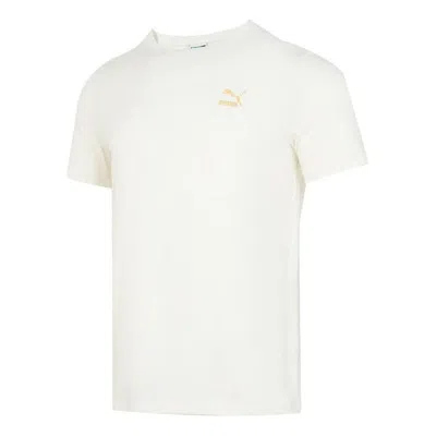 Puma Logo T-shirt 'white Gold'