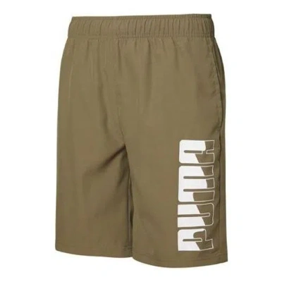 Puma Logo Woven Shorts 'brown' In Green