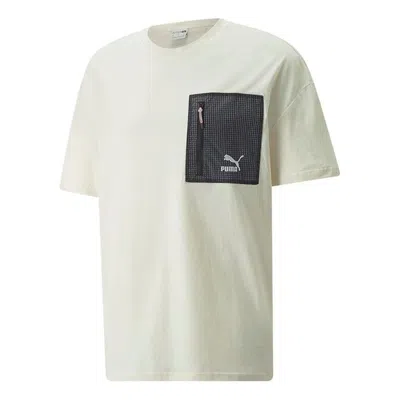 Puma Logo Zip Pocket Tee 'white'