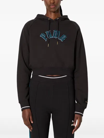 Puma Logo-appliqué Hoodie In Black