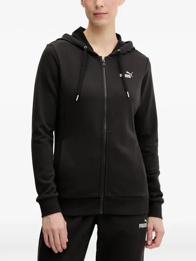 Puma Logo-detail Zip-up Track Pants In Black