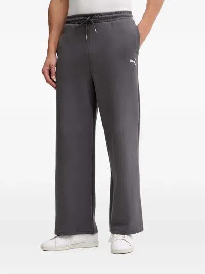 Puma Logo-embroidered Drawstring Track Pants In Gray
