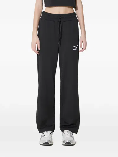 Puma Logo-embroidered Drawstring Track Pants In Schwarz