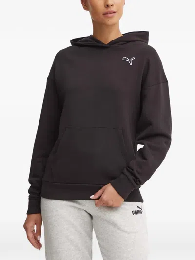 Puma Logo-embroidered Hoodie In Black