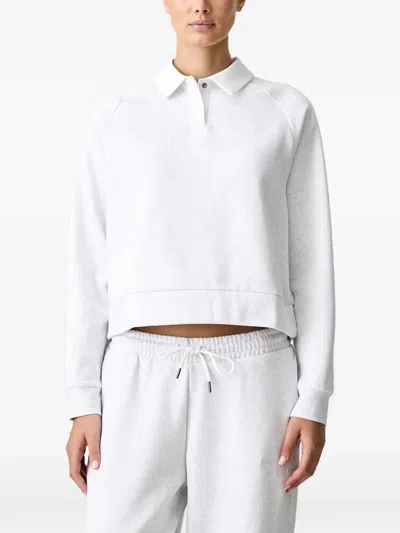 Puma Logo-embroidered Polo-collar Sweater In White