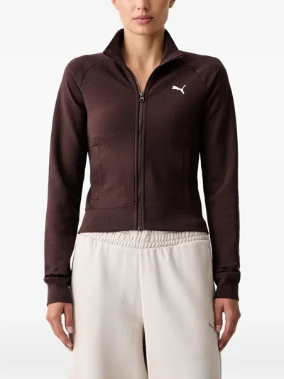 Puma Logo-embroidered Raglan-sleeve Sweatshirt In Braun