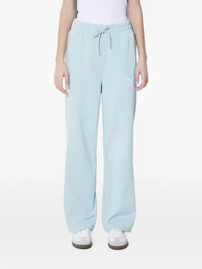 Puma Logo-embroidered Side-stripe Track Pants In Blue