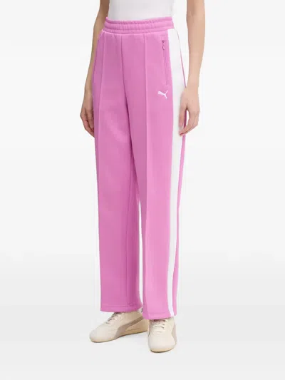 Puma Logo-embroidered Side-stripe Track Pants In Pink