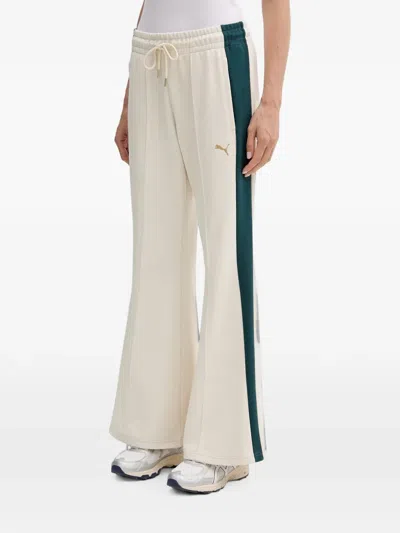 Puma Logo-embroidered Side-stripe Trousers In Neutral
