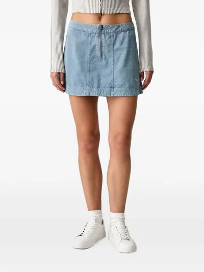 Puma Logo-embroidered Zip-fastening Skirt In Blue