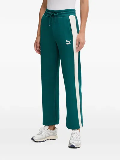 Puma Logo-embroidery Track Pants In Green