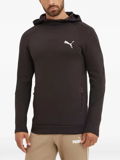 Puma Logo-motif Raglan-sleeve Hoodie In Black