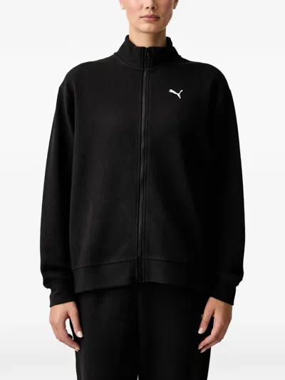 Puma Logo-patch Zip-up Tracksuit In Orange