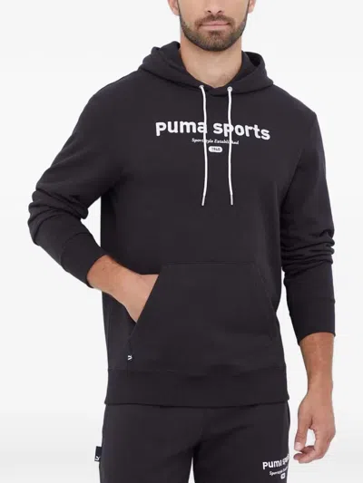 Puma Logo-print Drawstring Hoodie In Black