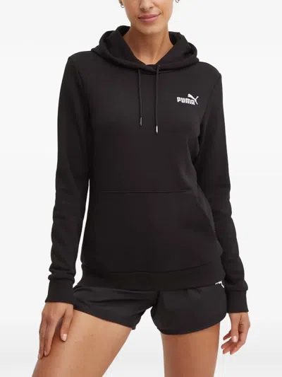 Puma Logo-print Drawstring Hoodie In Black