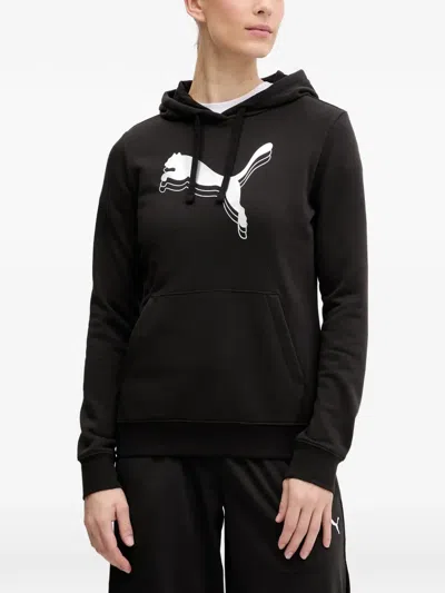 Puma Logo-print Drawstring Hoodie In Black