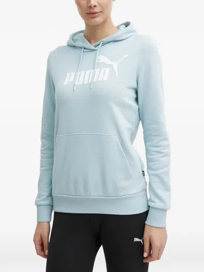 Puma Logo-print Drawstring Hoodie In Blue