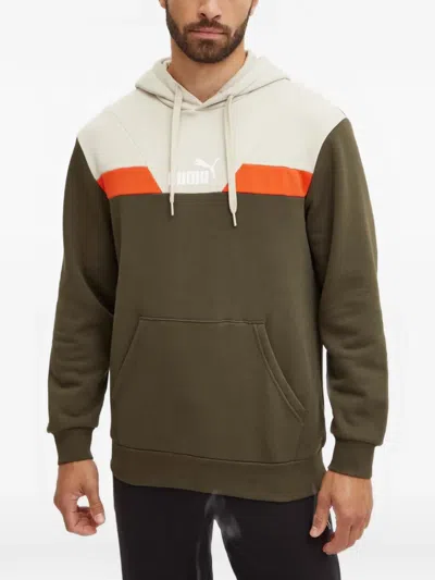 Puma Logo-print Drawstring Hoodie In Green