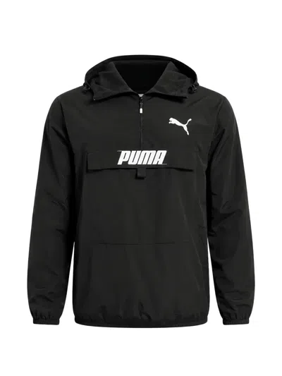 Puma Logo-print Half-zip Jacket In Black