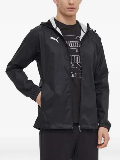 Puma Logo-print Hooded Jacket In Black