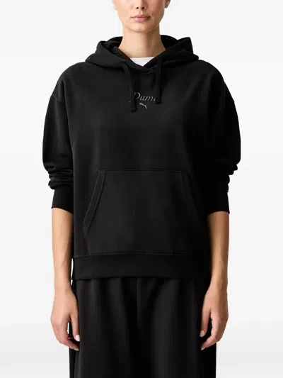 Puma Logo-print Hoodie In Black