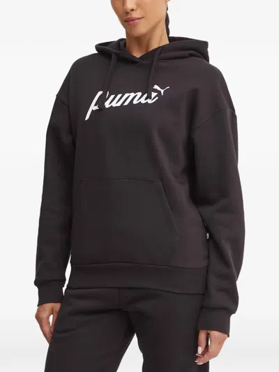 Puma Logo-print Hoodie In Black