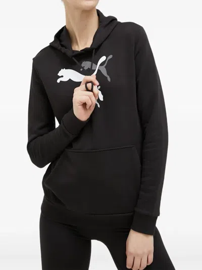 Puma Logo-print Hoodie In Black