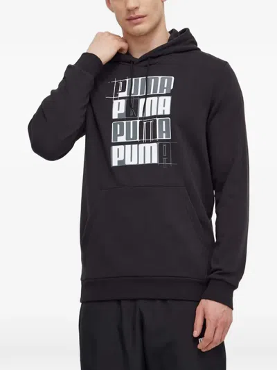 Puma Logo-print Hoodie In Black