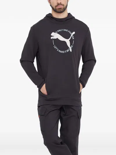 Puma Logo-print Hoodie In Blue