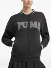 Puma Logo-print Press-stud Jacket In Black