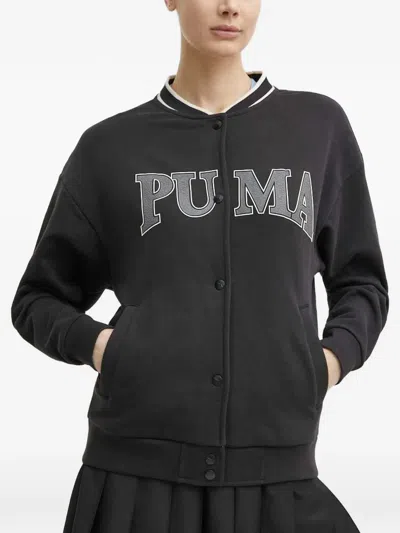 Puma Logo-print Press-stud Jacket In Black