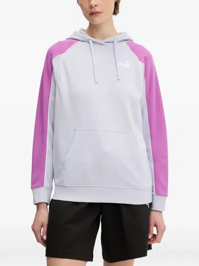 Puma Logo-print Raglan-sleeve Hoodie In Blue