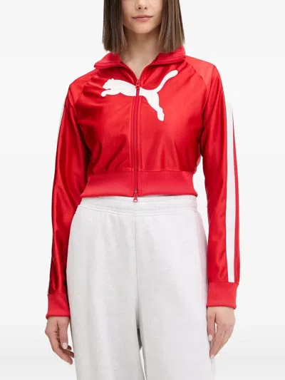 Puma Logo-print Side-stripe Track Jacket In Red