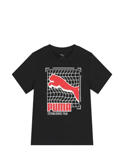 Puma Kids' Logo-print T-shirt In Black