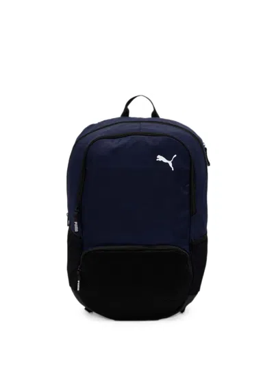 Puma Logo-print Zip-pocket Backpack In Blue