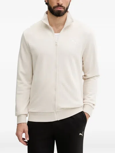 Puma Logo-print Zip-up Sweatshirt In White