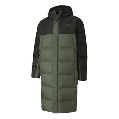 Puma Long Oversized Down Jacket 'green Black' In Multi