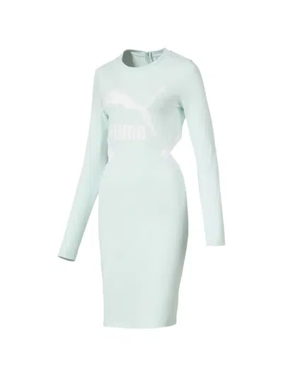 Puma Long-sleeve Midi Dress In Gray