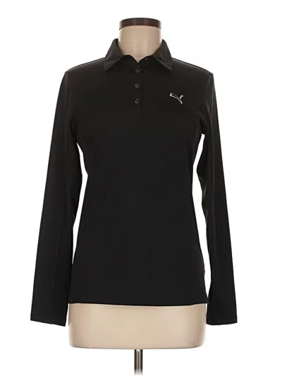 Puma Long Sleeve Polo Shirt In Black