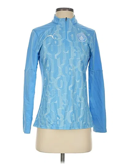Pre-owned Puma Long Sleeve Top Blue Mock Neckline Tops