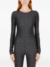 Puma Long-sleeve Patterned Bodysuit In Black