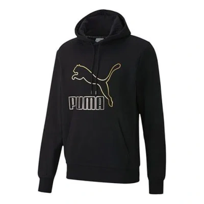Puma Loose Printed Hooded Fleece Black