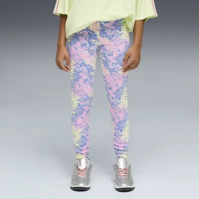 Puma Luminous Cloud Big Kids' Patterned High Waist Leggings In Purple