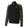 Puma Luxe Aop Track Full-zip Logo Printed Sports Jacket Men Black/gold