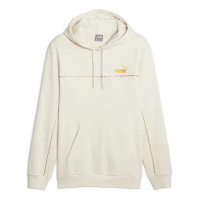 Puma Luxe Crew Embroidered Logo Sports Hoodie 'beige' In Neutral