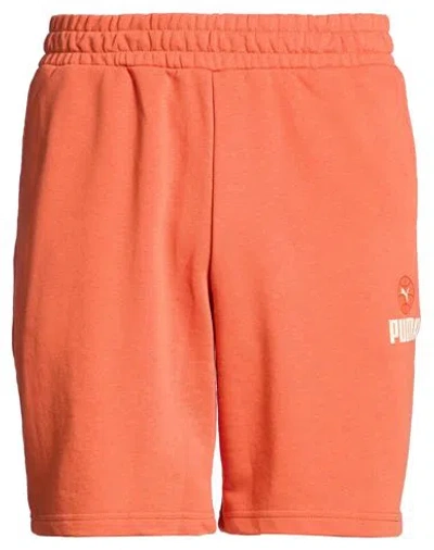 Puma Man Shorts & Bermuda Shorts Orange Size S Cotton, Polyester