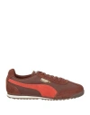 Puma Man Sneakers Brown Size 9 Cowhide, Textile Fibers In Brown