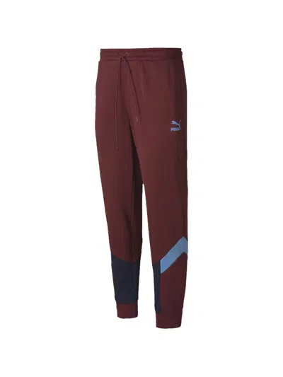 Puma Manchester City Fc-logo Tracksuit Bottoms In Burgundy