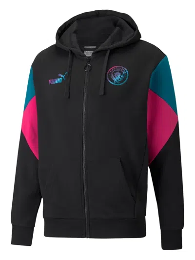 Puma Manchester City Full-zip Hoodie In Black