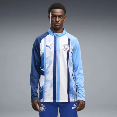 Puma Manchester City Men's Quarter-zip Warmup Top In Blue